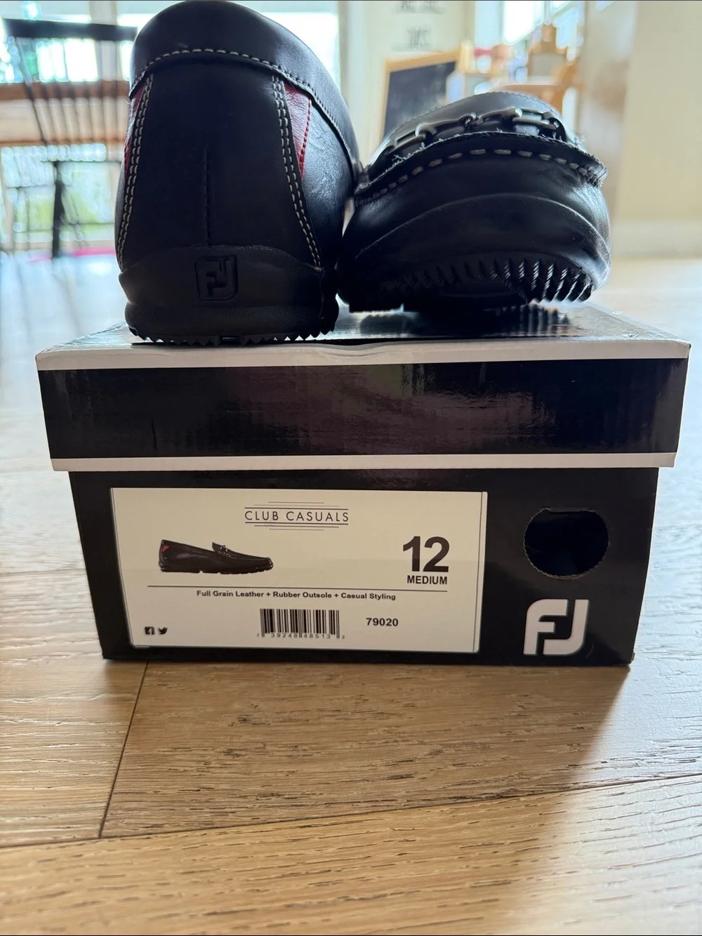 FootJoy Black Leather Bit Loafers with Contrast Stitching - Picture 2 of 2